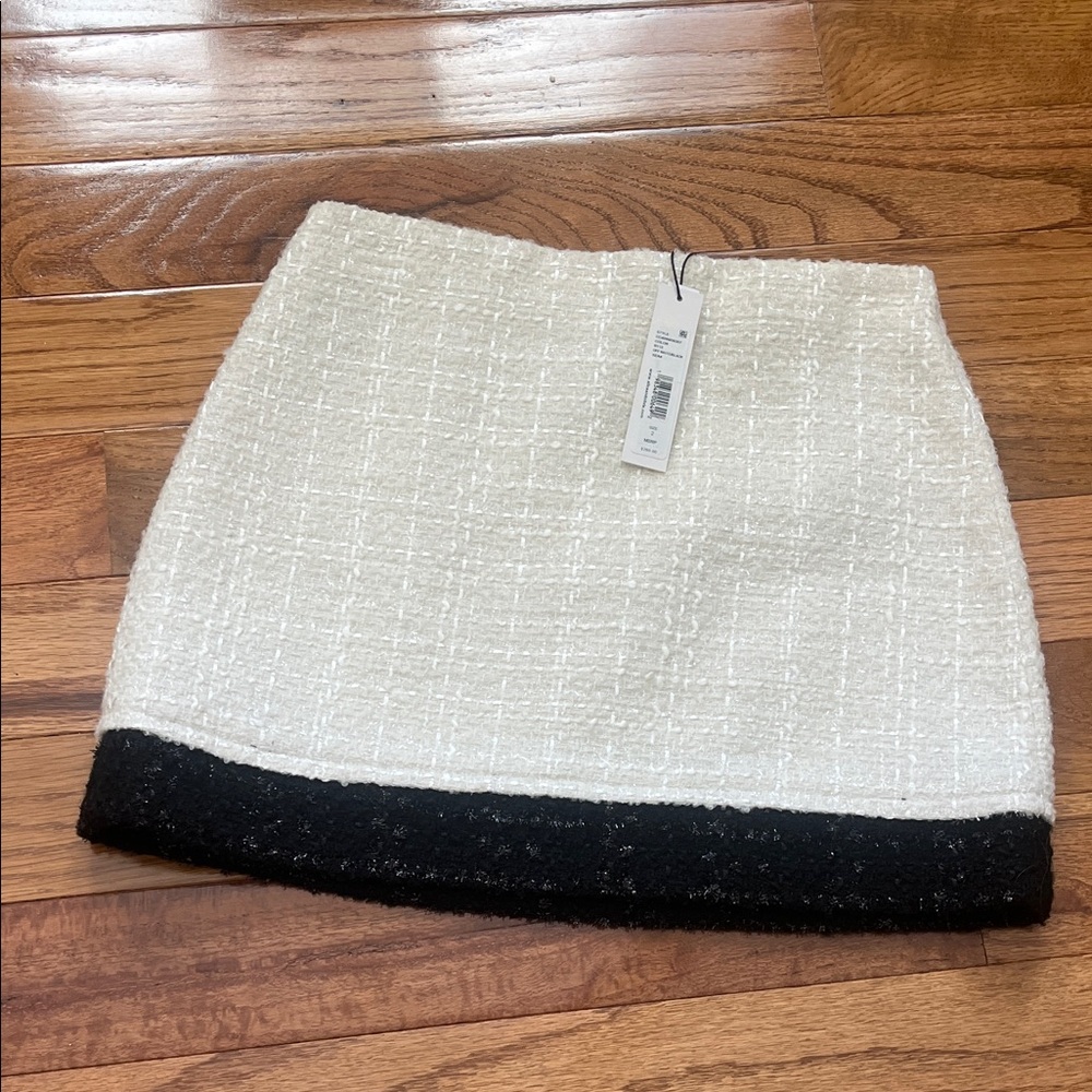 Alice + Olivia White and Black Tweed Mini Skirt
